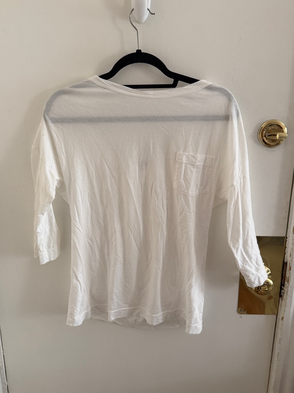 Women’s Quarter White Sleeve Pocket Tee - Lightweight Everyday Top boatneck